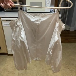 DO+BE Large Balloon Sleeved White Top Tank With Off The Shoulder Long Sleeve NWT